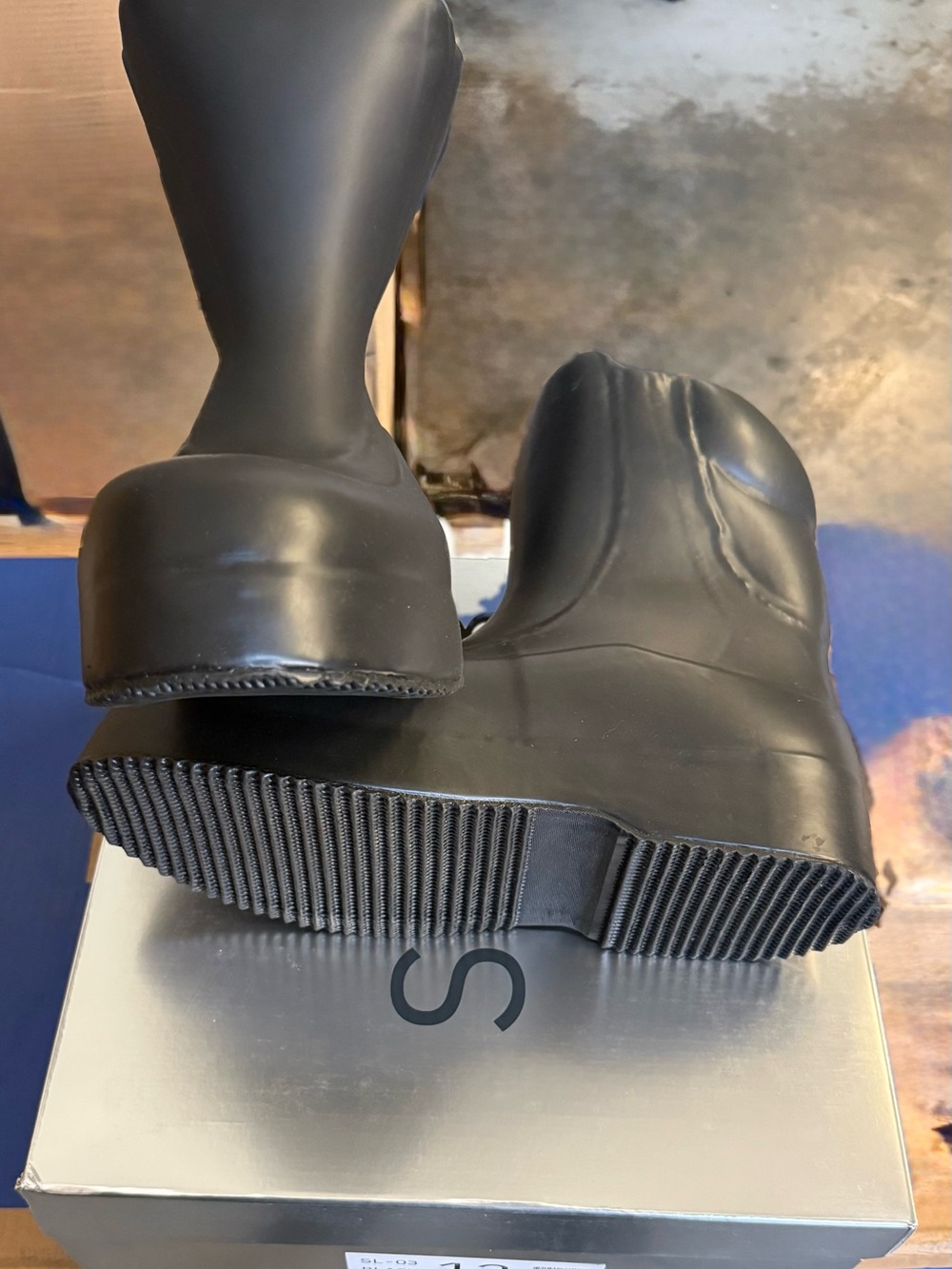 Yeezy Black Mid-Calf Heeled Boots - Picture 2 of 4